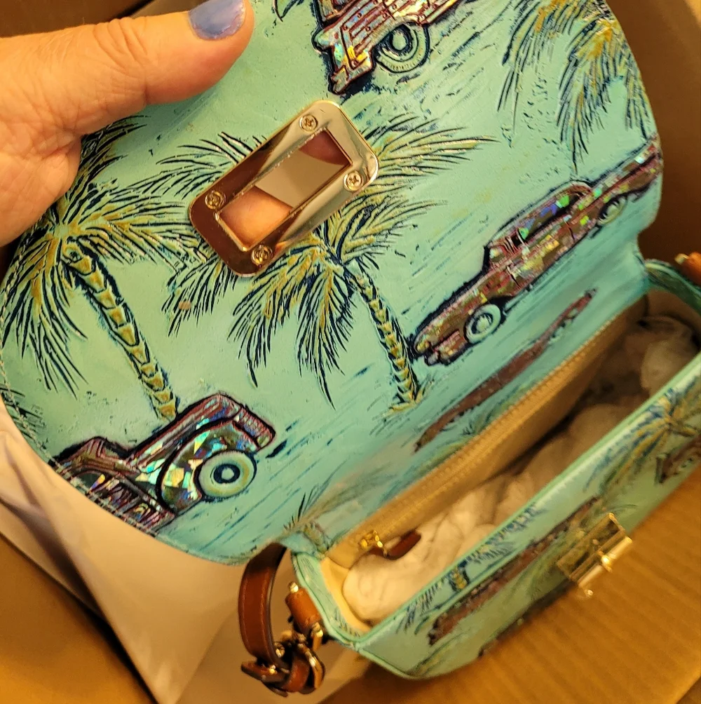 Brahmin BRIAR   Copa Cabana Blue Crossbody Bag with Gold Turn-Lock Nwt - Picture 4 of 11